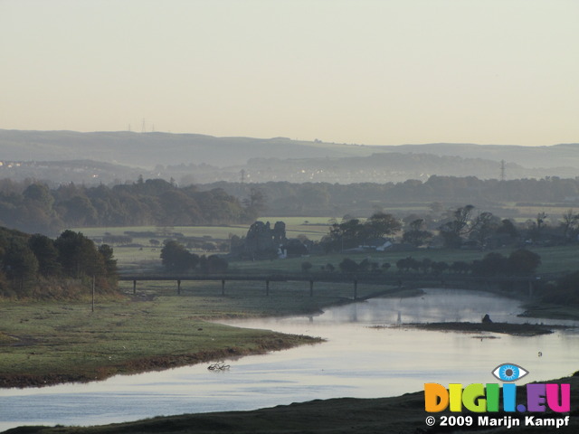 SX09782 Ogmore Castle and river in the morning